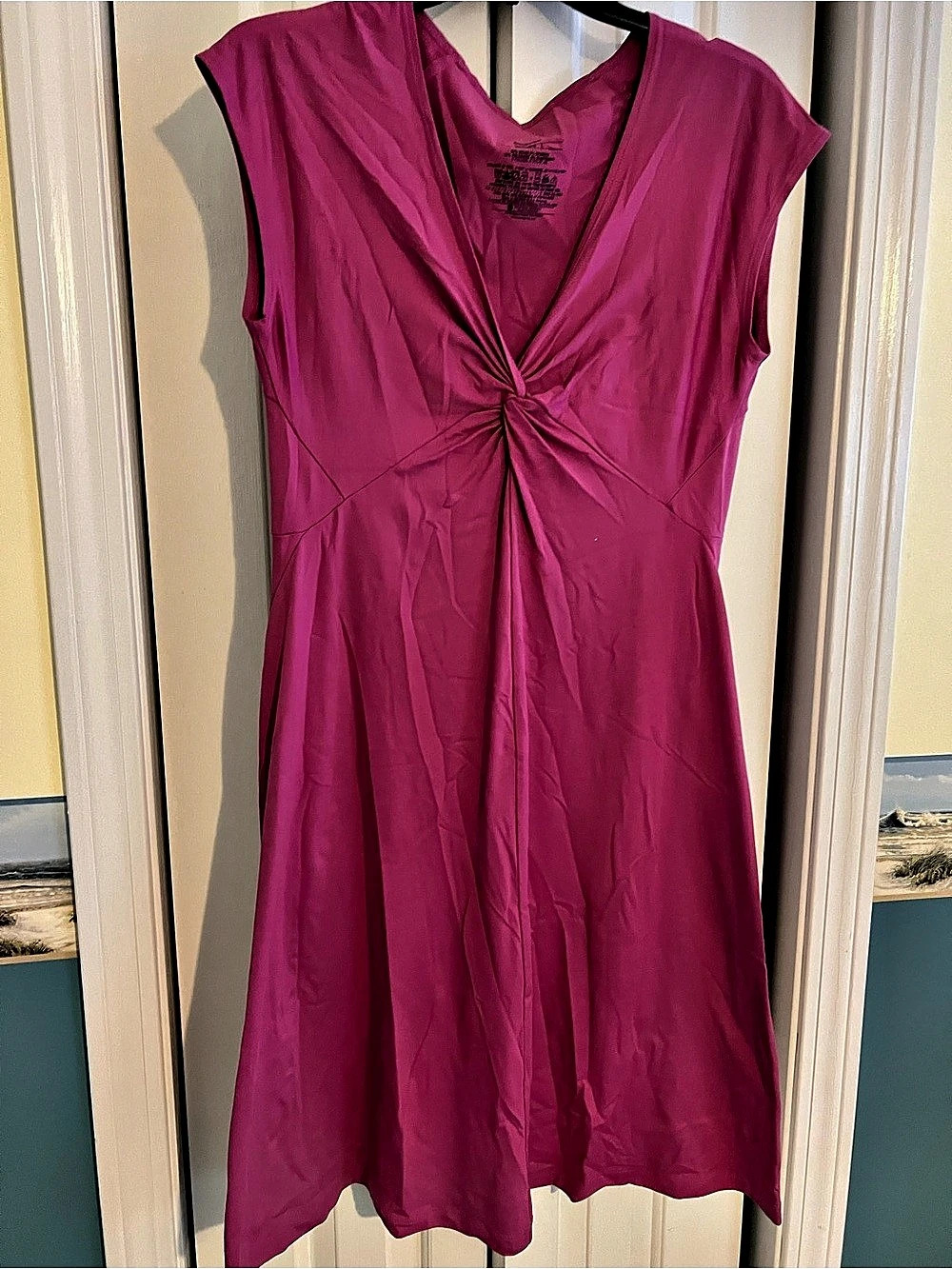 Patagonia Bandha Dress Twist Front Midi Pink Large